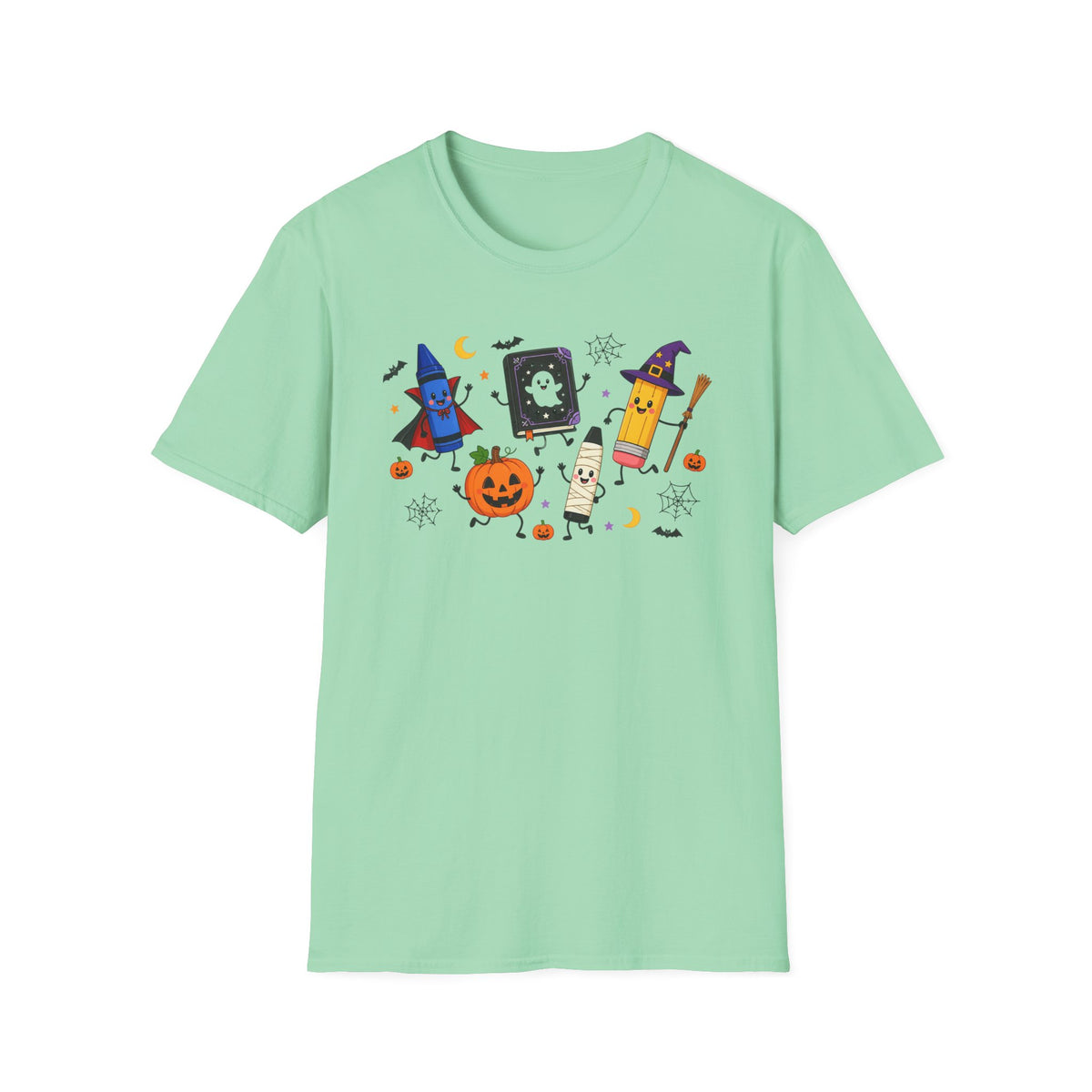 Halloween Candy Characters T-Shirt — Cute Pumpkin, Ghost & Crayon Costume Tee