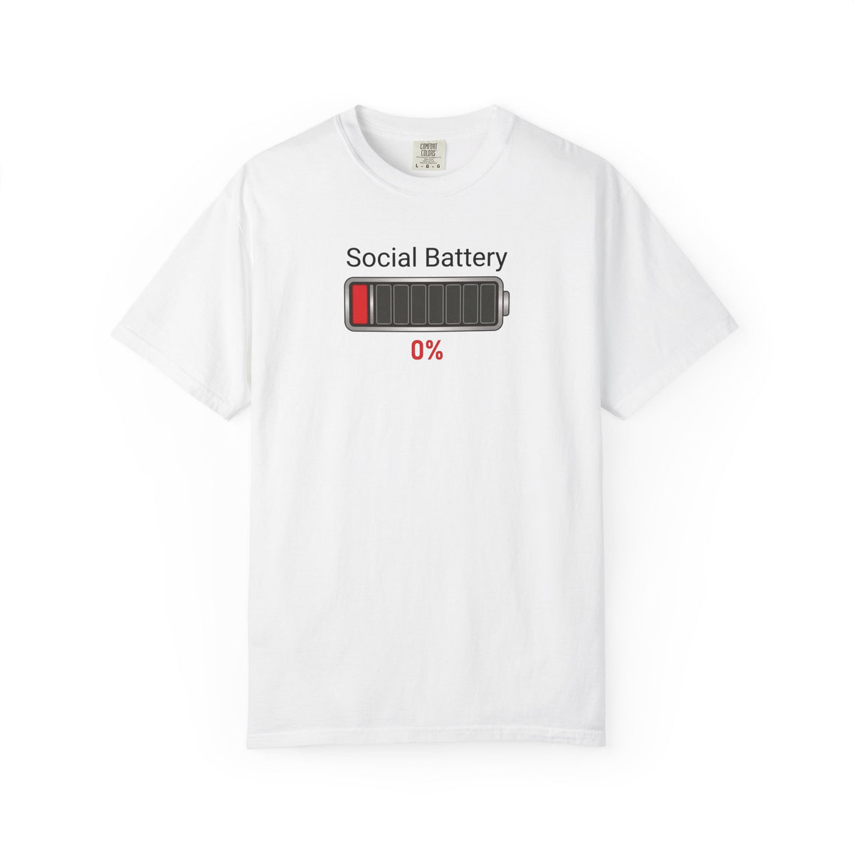 Social Battery 0% — Funny Introvert Graphic Tee