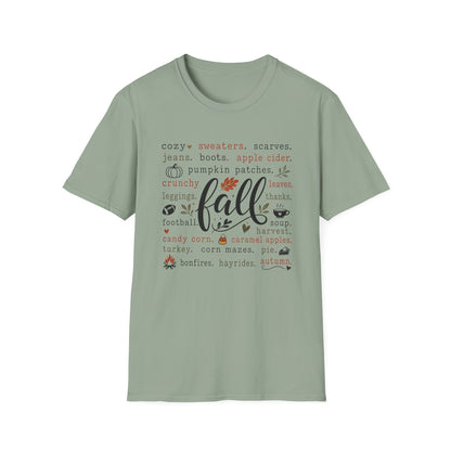Fall Vibes T-Shirt — "fall" Autumn Words Graphic Tee