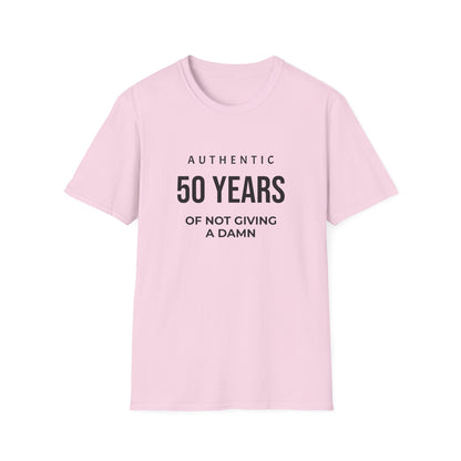 50th Birthday T-Shirt - "Authentic 50 Years of Not Giving a Damn" Celebration Tee