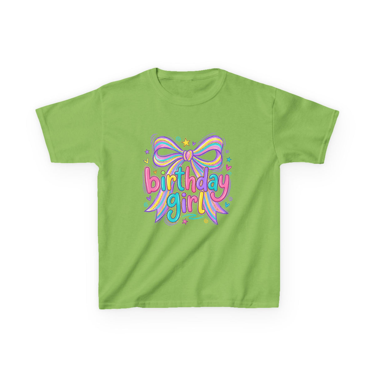 Birthday Girl Kids Tee — Rainbow Bow Birthday Shirt for Girls