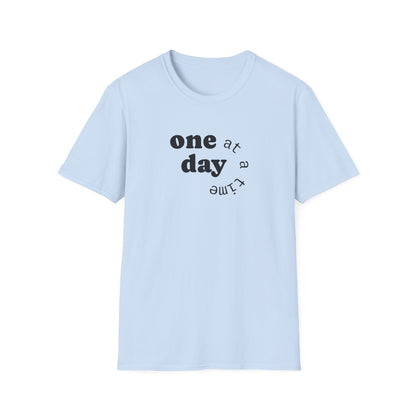 T-Shirt — "one day at a time" Minimalist Recovery Tee