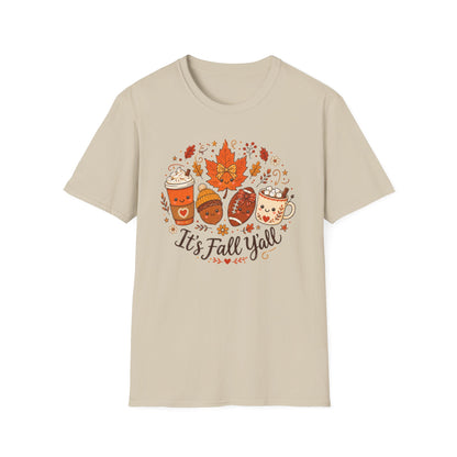 Fall Y'all T-Shirt — Cute Autumn Coffee, Acorn & Football Graphic Tee