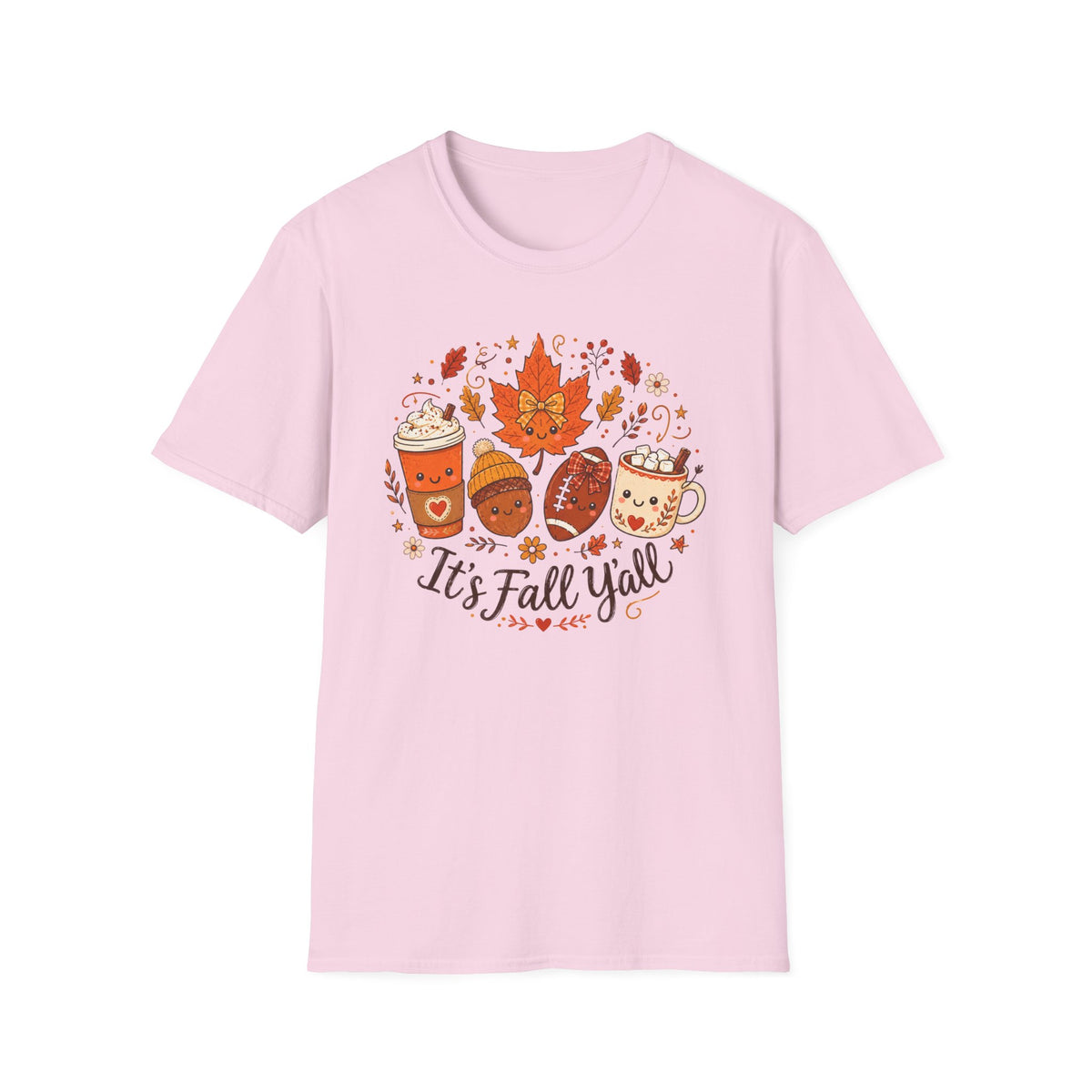 Fall Y'all T-Shirt — Cute Autumn Coffee, Acorn & Football Graphic Tee