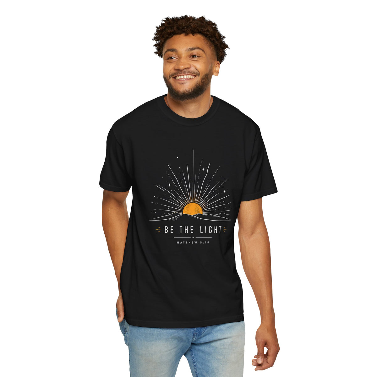 Be The Light Sunrise Graphic T-Shirt — Inspirational Christian Tee