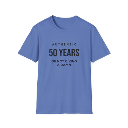 50th Birthday T-Shirt - "Authentic 50 Years of Not Giving a Damn" Celebration Tee