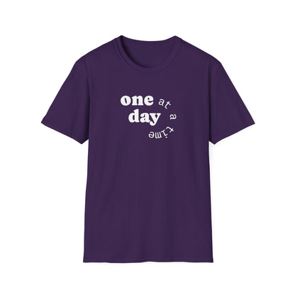 T-Shirt — "one day at a time" Minimalist Recovery Tee