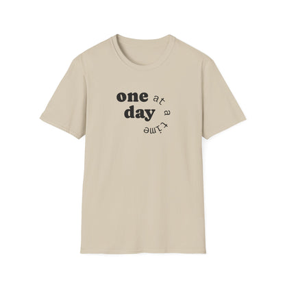 T-Shirt — "one day at a time" Minimalist Recovery Tee