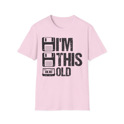 Vintage Tech 'I'm This Old' T‑Shirt — Retro Floppy Disk & Cassette Birthday Tee