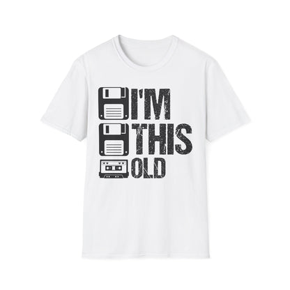 Vintage Tech 'I'm This Old' T‑Shirt — Retro Floppy Disk & Cassette Birthday Tee