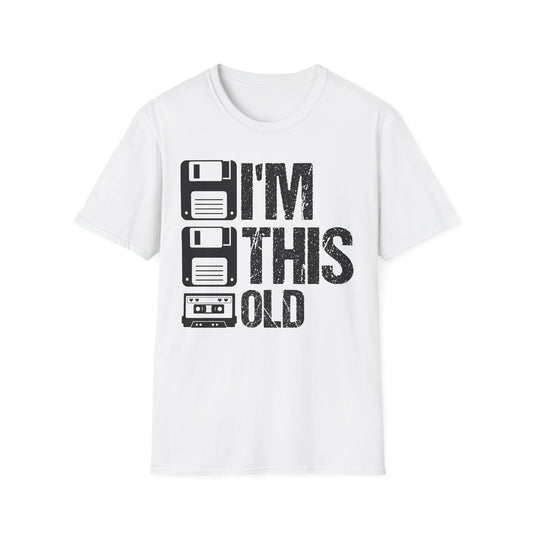 Vintage Tech 'I'm This Old' T‑Shirt — Retro Floppy Disk & Cassette Birthday Tee
