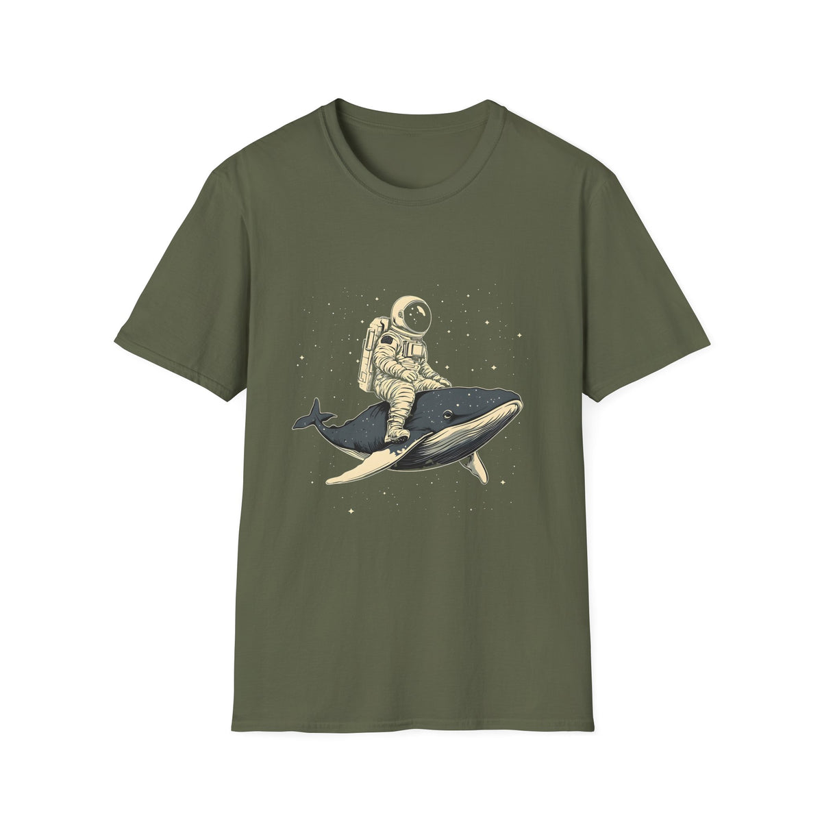 Astronaut Riding Whale T‑Shirt — Space Surfer Graphic Tee