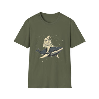 Astronaut Riding Whale T‑Shirt — Space Surfer Graphic Tee