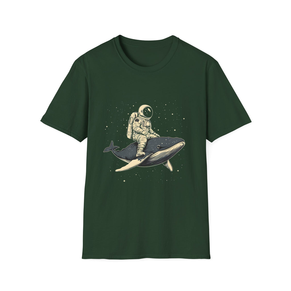 Astronaut Riding Whale T‑Shirt — Space Surfer Graphic Tee