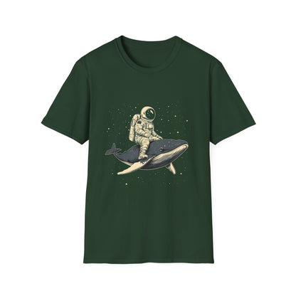 Astronaut Riding Whale T‑Shirt — Space Surfer Graphic Tee