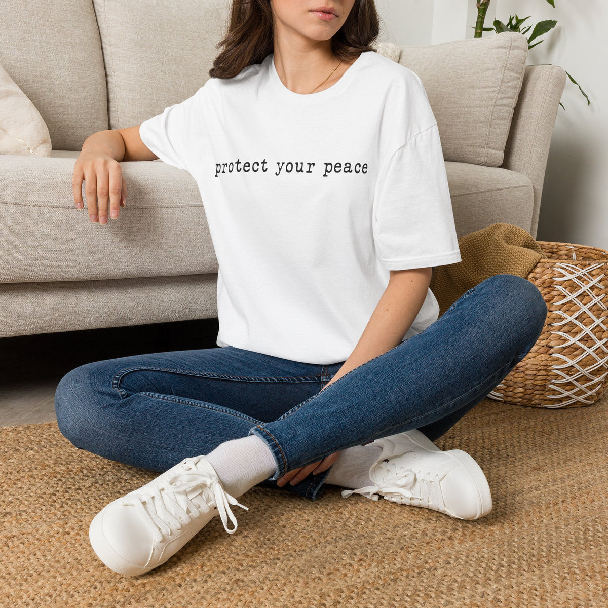 T-Shirt — "protect your peace" Minimalist Positive Message Tee