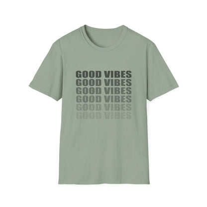 Good Vibes Repeat T-Shirt — Minimalist Grey Text Tee