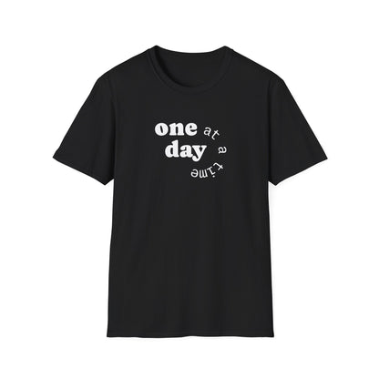T-Shirt — "one day at a time" Minimalist Recovery Tee