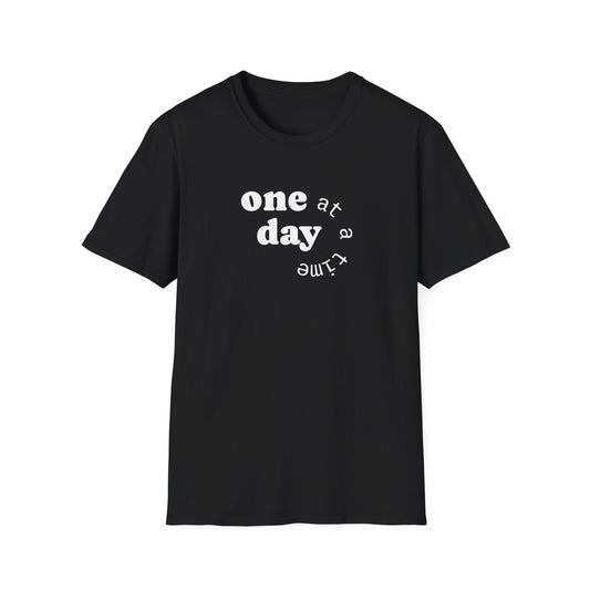 T-Shirt — "one day at a time" Minimalist Recovery Tee