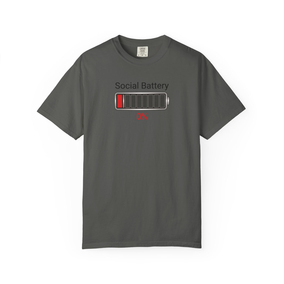 Social Battery 0% — Funny Introvert Graphic Tee