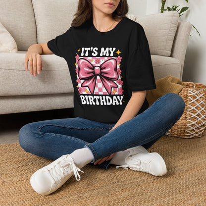 Birthday T-Shirt — “It’s My Birthday” Pink Bow Graphic