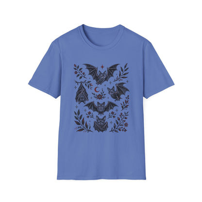 Bat Floral Tee — Gothic Moon & Botanical Bat Design T-Shirt
