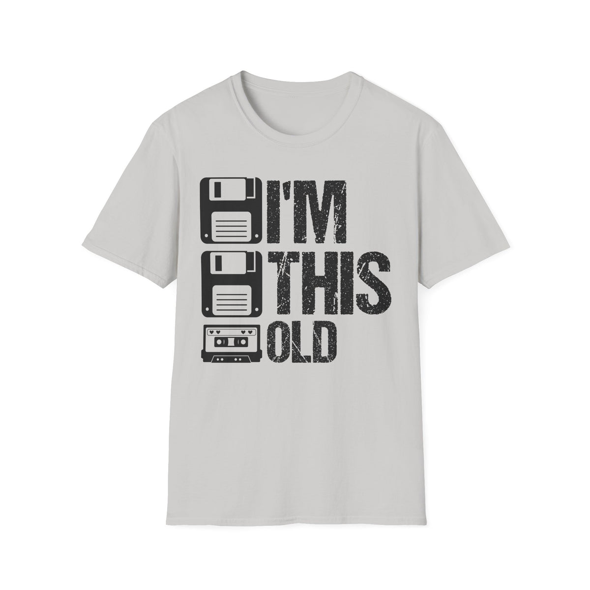 Vintage Tech 'I'm This Old' T‑Shirt — Retro Floppy Disk & Cassette Birthday Tee