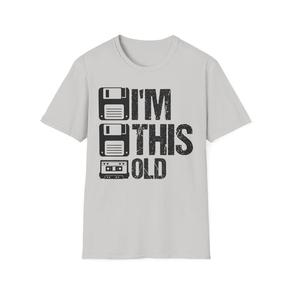 Vintage Tech 'I'm This Old' T‑Shirt — Retro Floppy Disk & Cassette Birthday Tee