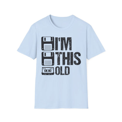 Vintage Tech 'I'm This Old' T‑Shirt — Retro Floppy Disk & Cassette Birthday Tee