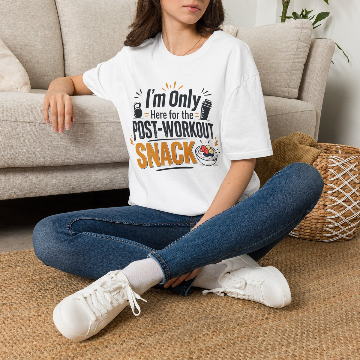 Post-Workout Snack T-Shirt – "I’m Only Here for the Post-Workout Snack" Fitness Tee