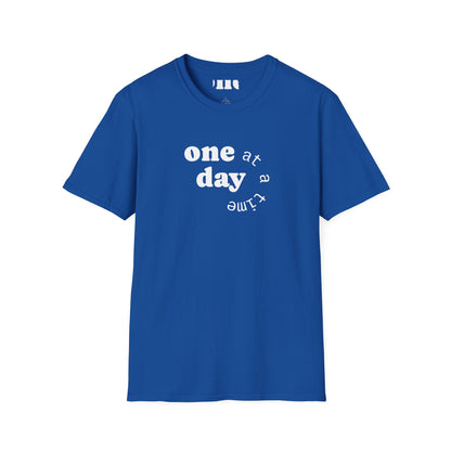 T-Shirt — "one day at a time" Minimalist Recovery Tee