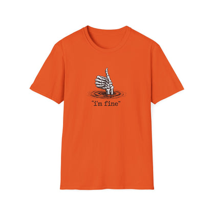 T‑Shirt — 'I’m Fine' Skeleton Thumbs‑Up Graphic Tee (Dark Humor)