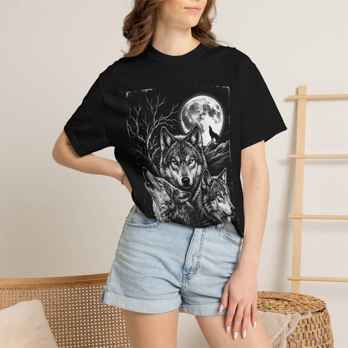 Wolf Pack Moon T‑Shirt – Howling Wolves Graphic Tee
