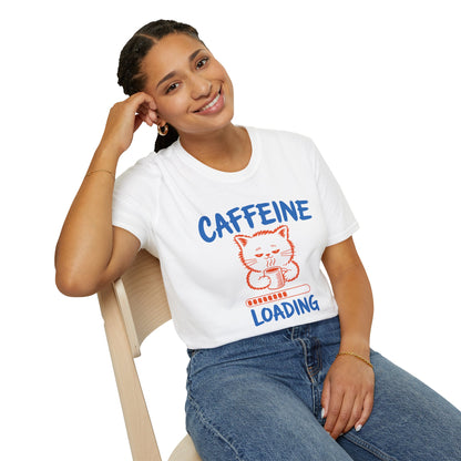 Caffeine Loading Cat T-Shirt – Cute Coffee Lover Graphic Tee
