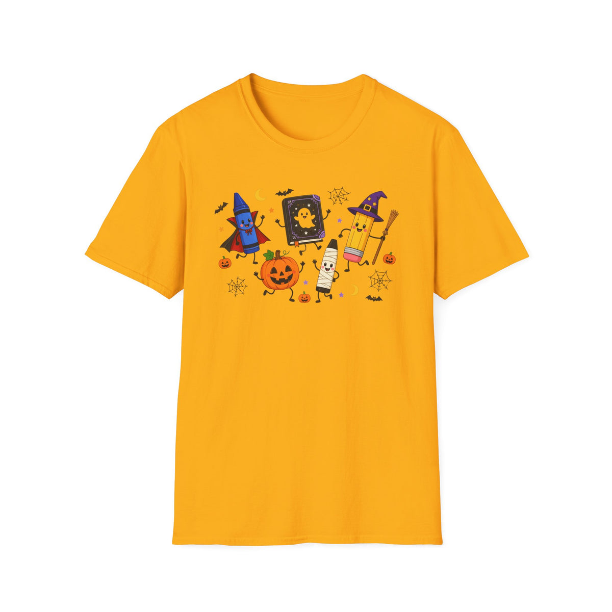 Halloween Candy Characters T-Shirt — Cute Pumpkin, Ghost & Crayon Costume Tee