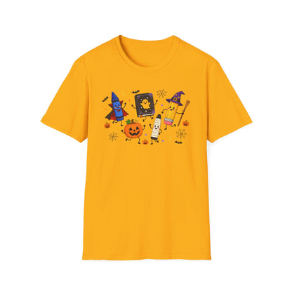 Halloween Candy Characters T-Shirt — Cute Pumpkin, Ghost & Crayon Costume Tee