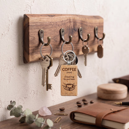 Coffee Design Laser Engraved Wooden Keychain