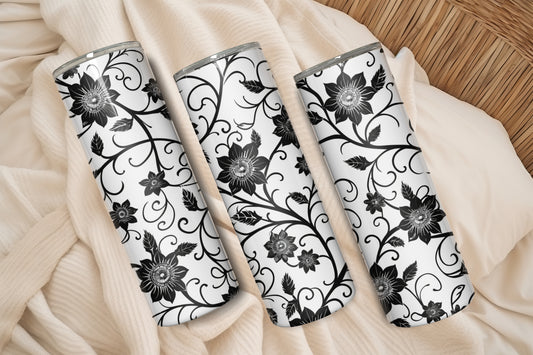 Black and White Floral Tumblers
