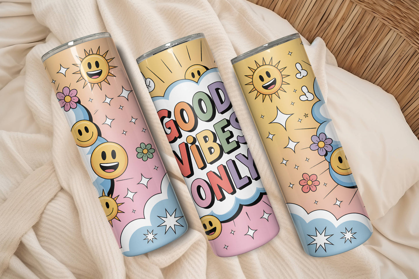Good Vibes Only Smiley Face Tumbler