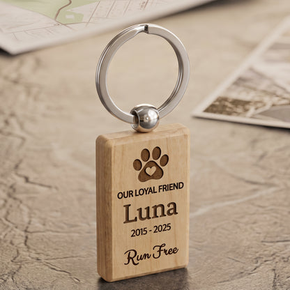 Pet Memorial Laser Engraved Wooden Keychain