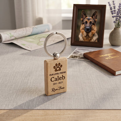 Pet Memorial Laser Engraved Wooden Keychain