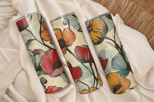 Retro Boho Floral Tumbler