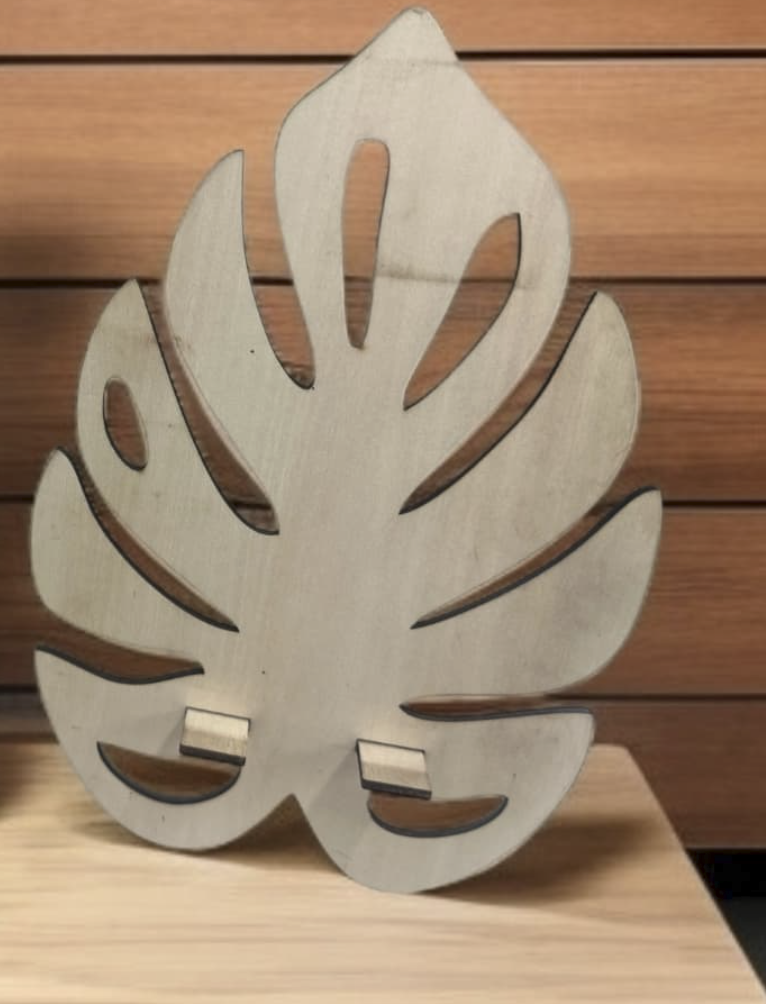 Leaf-Shaped Laser Cut Phone Holder – Balsa Wood Stand