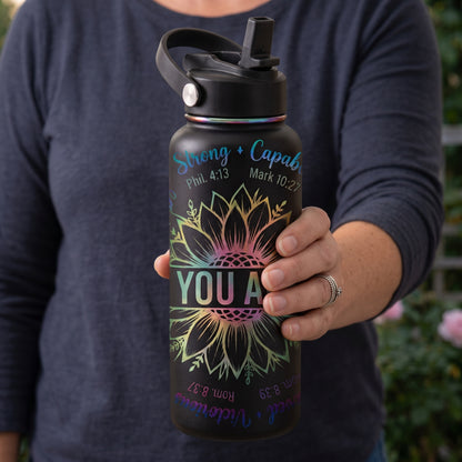 You are | 32oz Stainless Steel Water Bottle – Laser Engraved Rainbow Metallic
