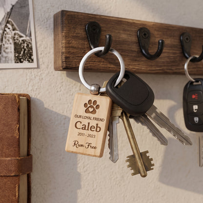 Pet Memorial Laser Engraved Wooden Keychain