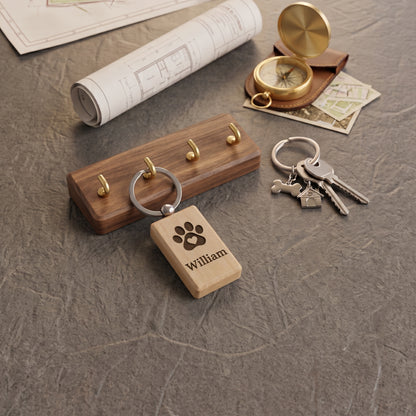 Pet Name Laser Engraved Wooden keychain