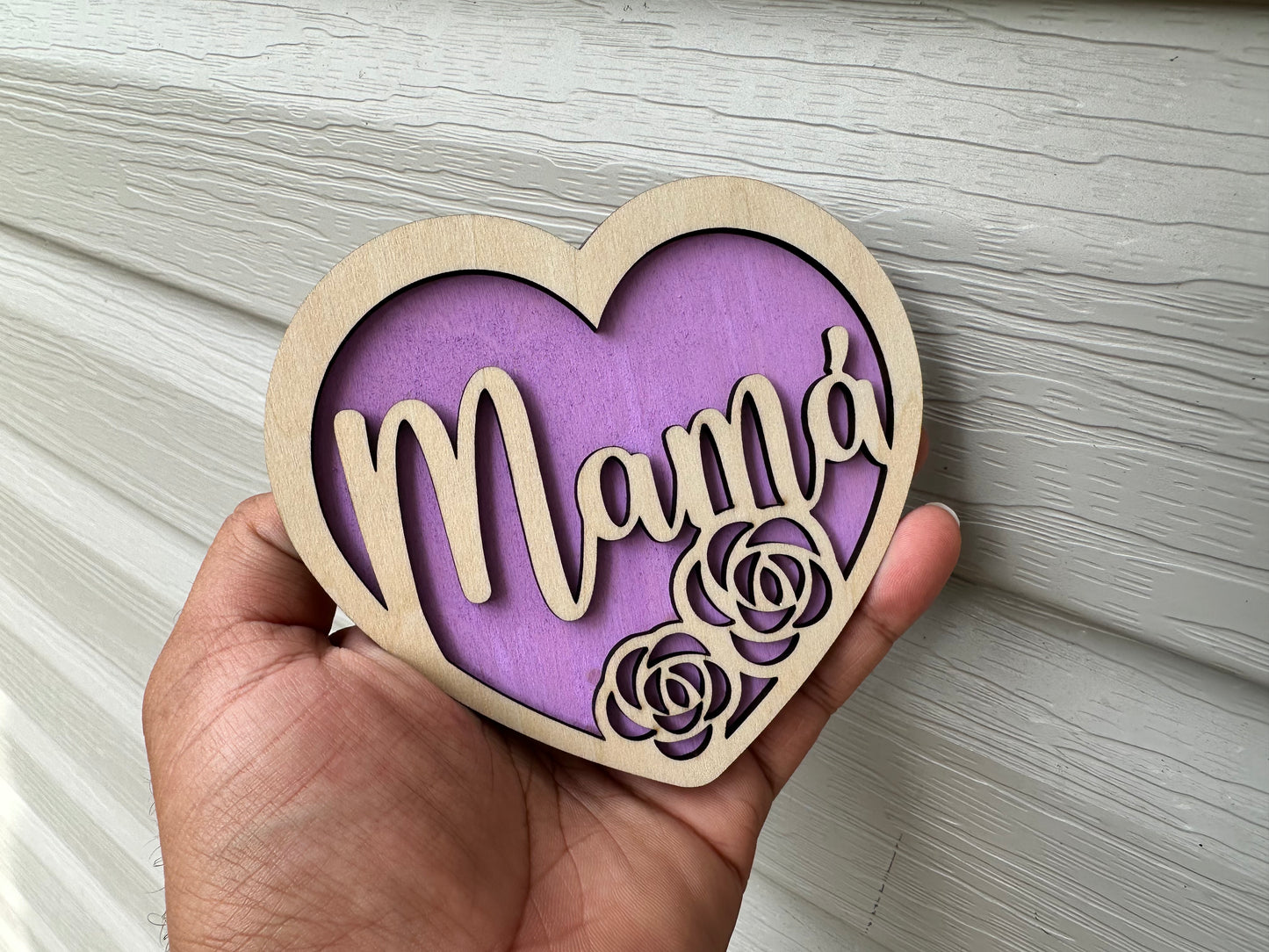 Imán para nevera de madera "Mamá"